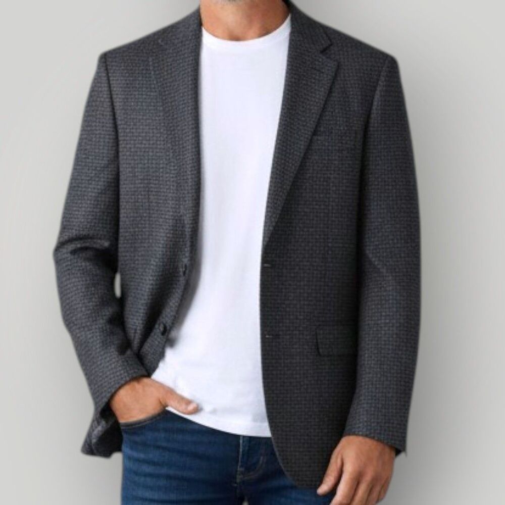 BROOKS BROTHERS Vintage Mens Blazer Sport Coat Two Button Jacket 44R Wool Gray